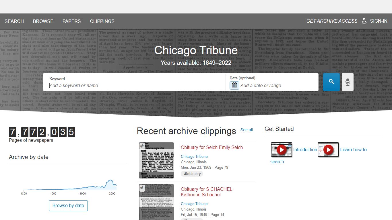 Chicago Tribune archive from 1849-2022 - Chicago Tribune Archive