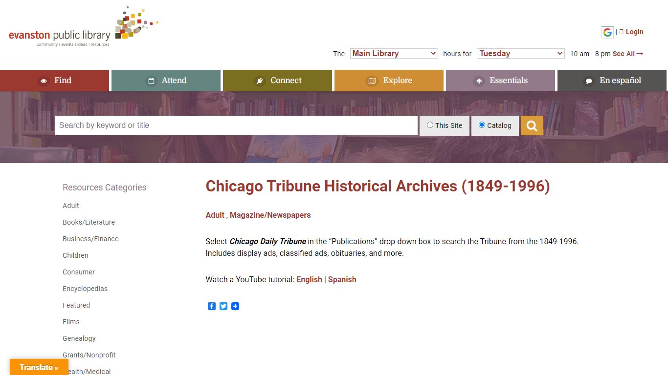 Chicago Tribune Historical Archives (1849-1996) - Evanston Public Library