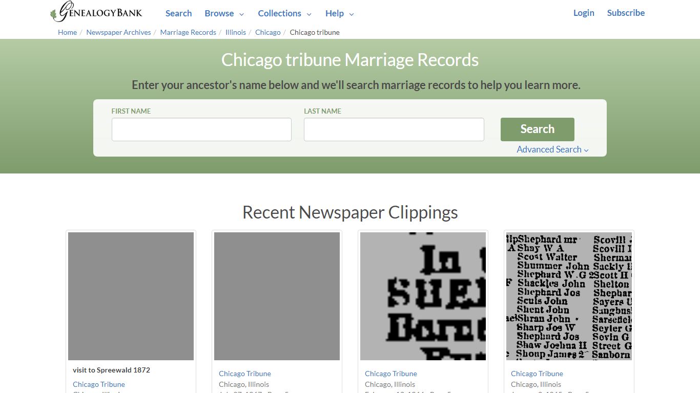 Chicago tribune Marriage Records Online Search